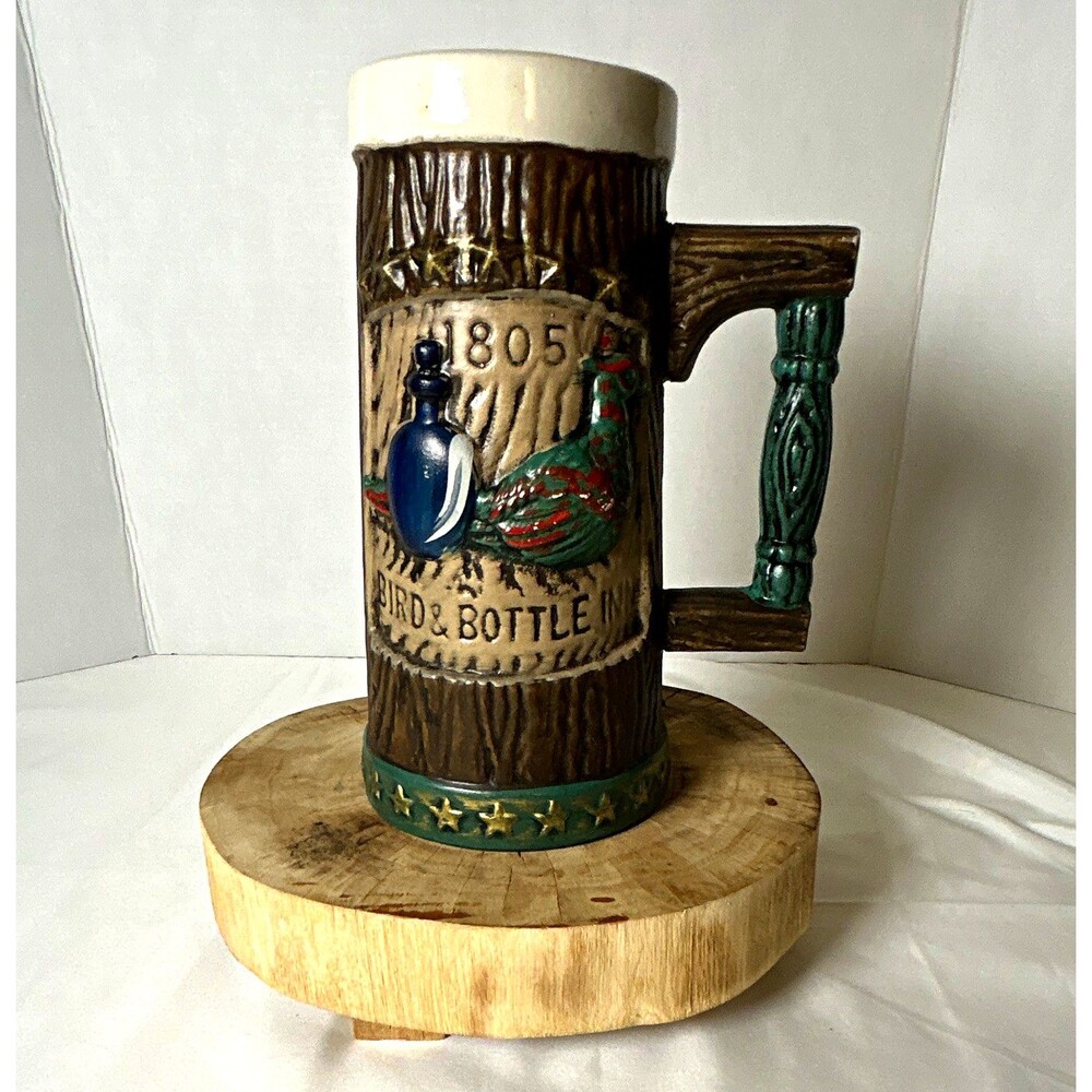 Vintage Napcoware 1805 Bird & Bottle Inn Beer Stein Ceramic Mug Tavern Japan